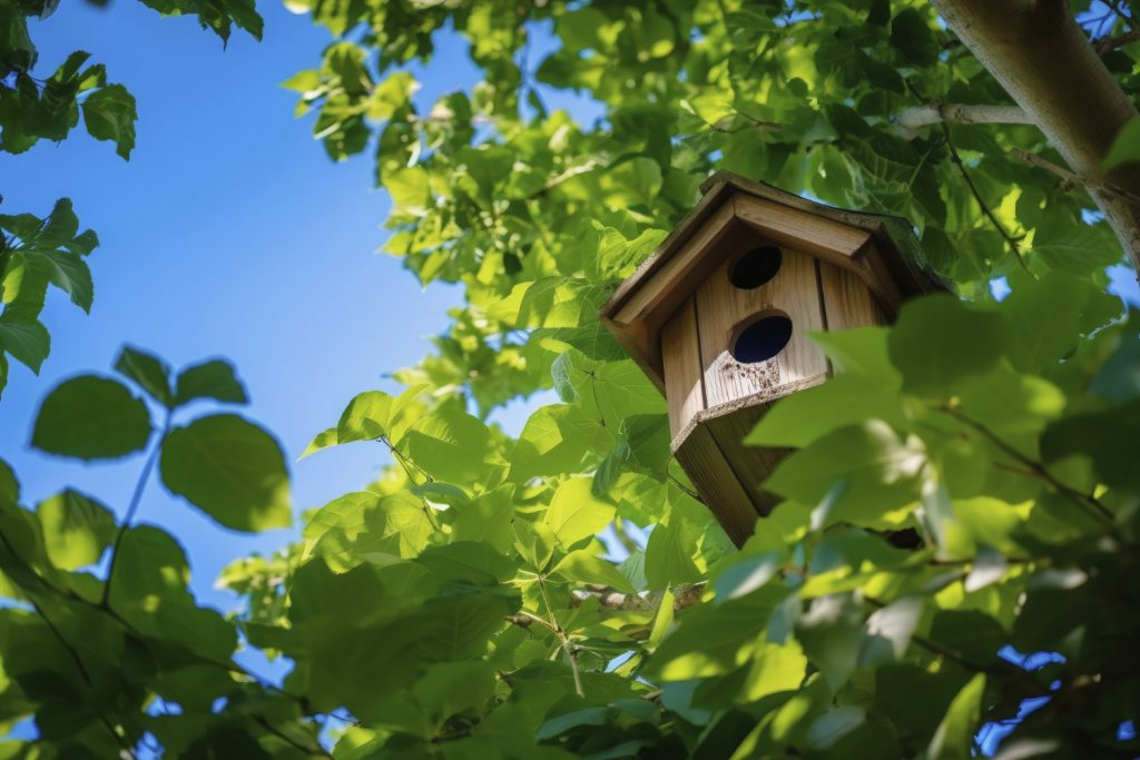 Hidden camera bird house outdoors